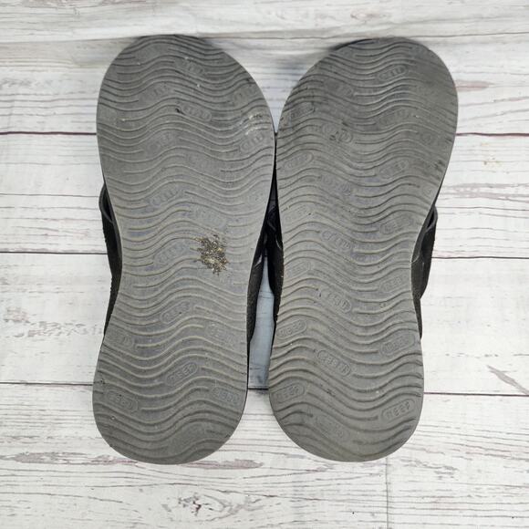 Reef Mens Black Synthetic Leather Cushion Spring 2.0 Flip Flops Sandal Size 9 - Picture 4 of 5